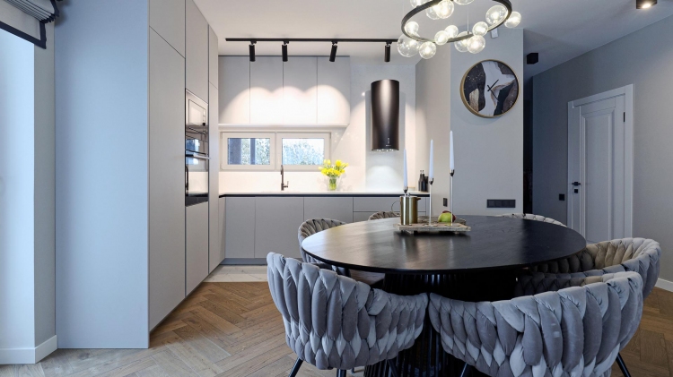 Современная светлая угловая кухня N14